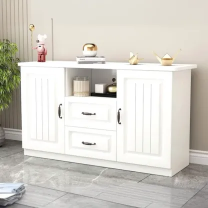 Modern Wooden TV Stand with Shelves and Drawers for Home Image - 9