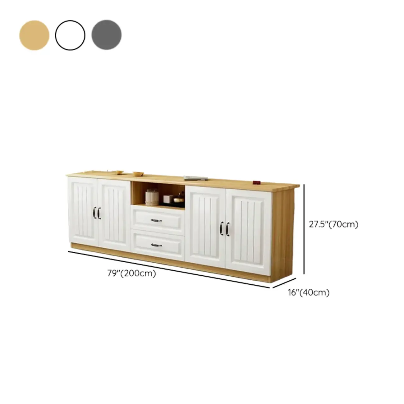 Modern Wooden TV Stand with Shelves and Drawers for Home Image - 20