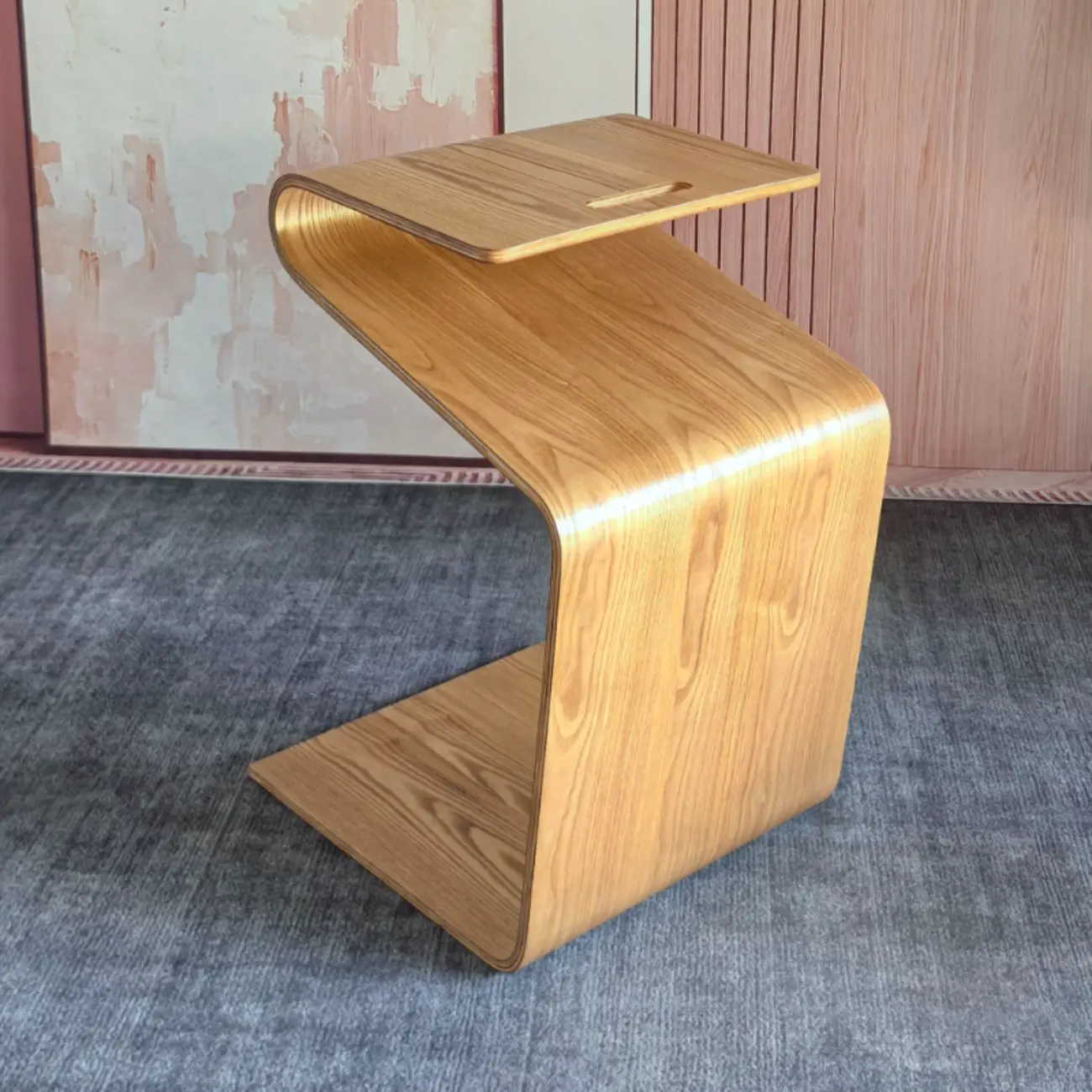 Convertible Wooden Nut-Brown C-Shaped Sofa Side Table Image - 5 | homeyfad