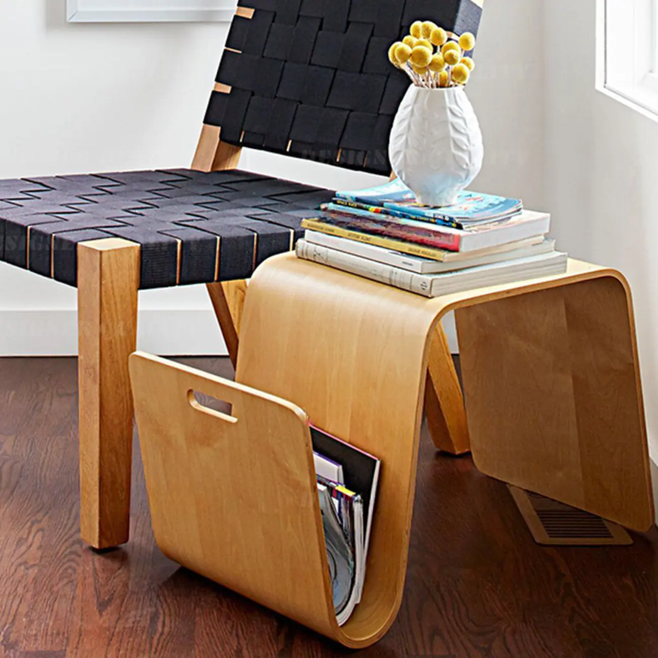 Convertible Wooden Nut-Brown C-Shaped Sofa Side Table Image - 3 | homeyfad