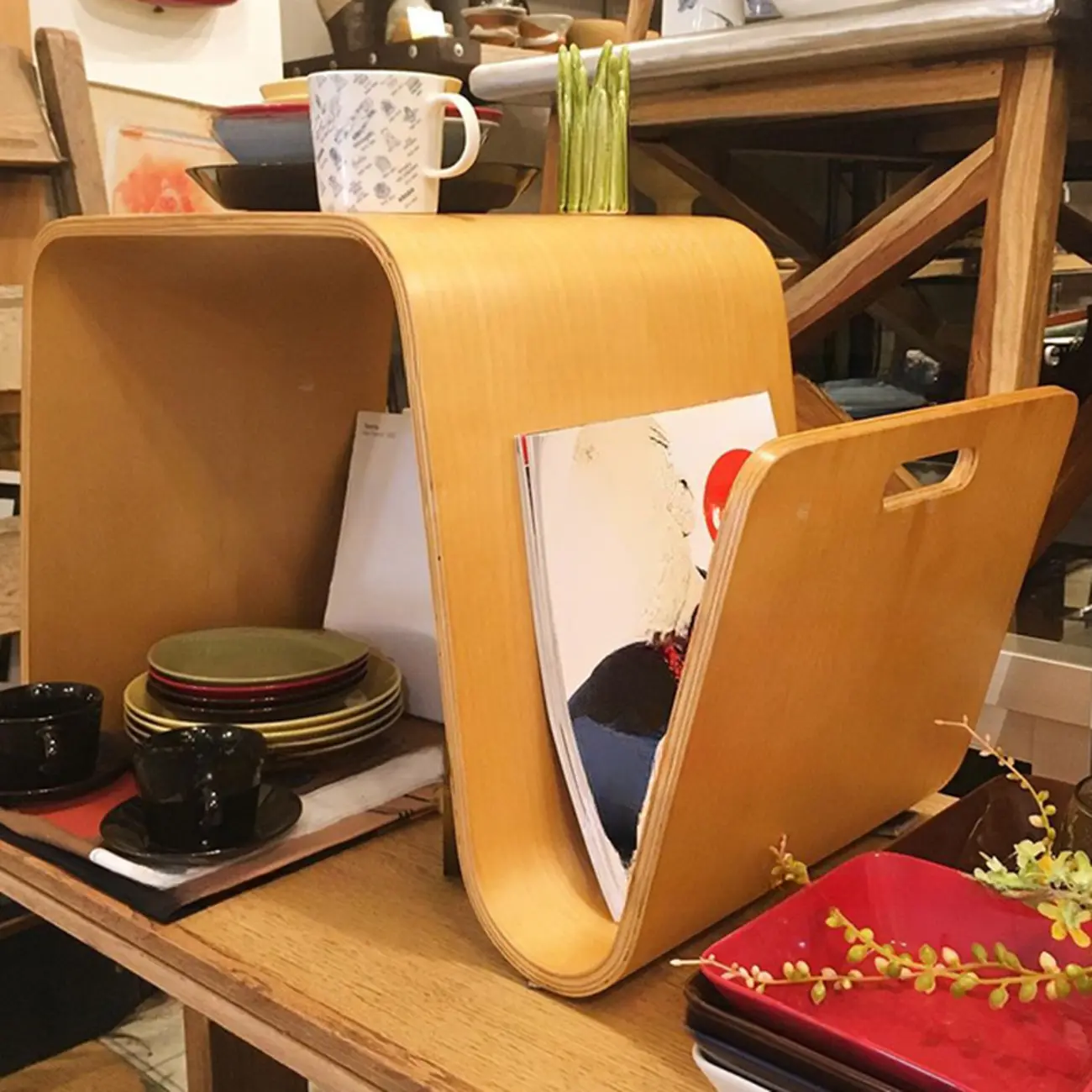 Convertible Wooden Nut-Brown C-Shaped Sofa Side Table Image - 4 | homeyfad