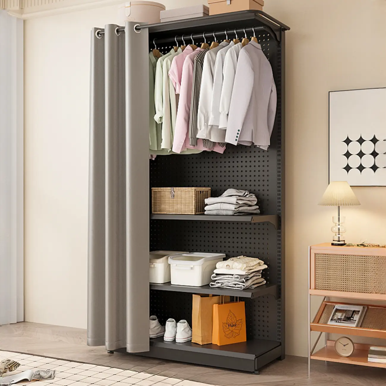 Simple Plate Metal Black Storage Organizer Coat Rack Image - 2 | homeyfad