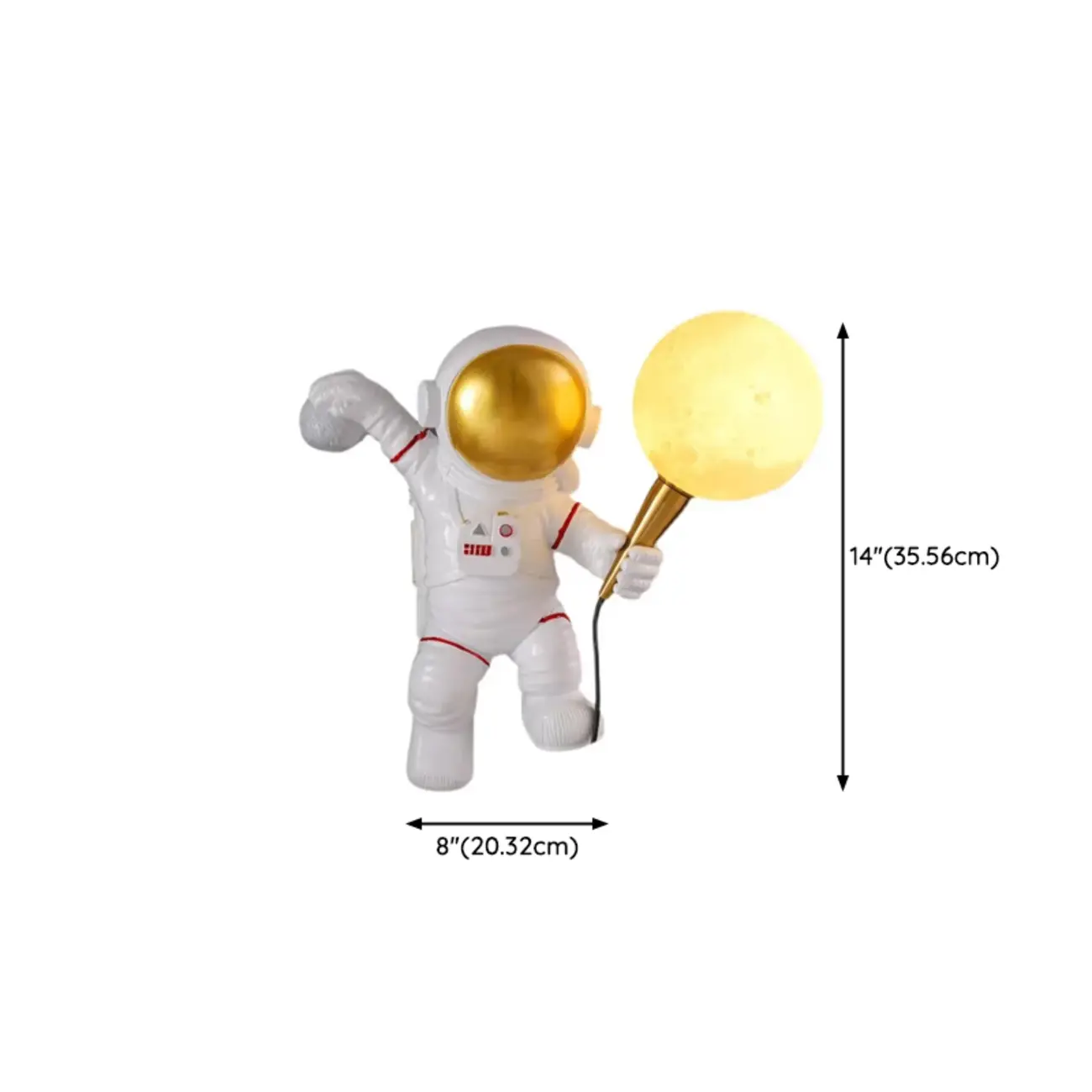 Modern Astronaut Resin Wall Light for Kid's Room #size | homeyfad