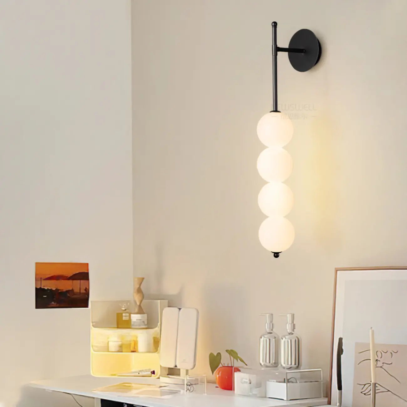 Modern Metal Acrylic Ball 4-Light Wall Sconce Image - 4 | homeyfad