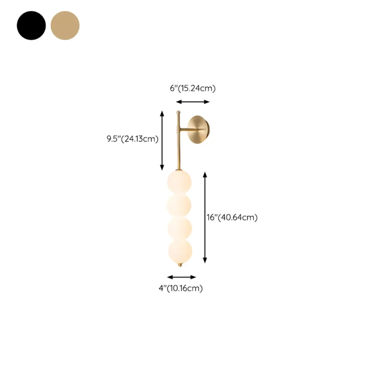 Modern Metal Acrylic Ball 4-Light Wall Sconce #size