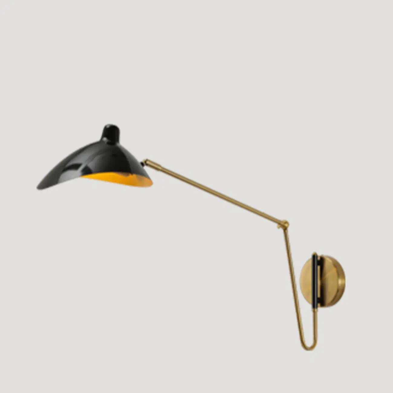 Metal Black and Gold Curved Shade Swing Arm Wall Light Image - 5 | homeyfad