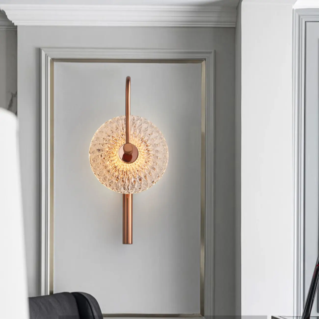 Modern Metal Glass Round Wall Sconce Image - 2 | homeyfad
