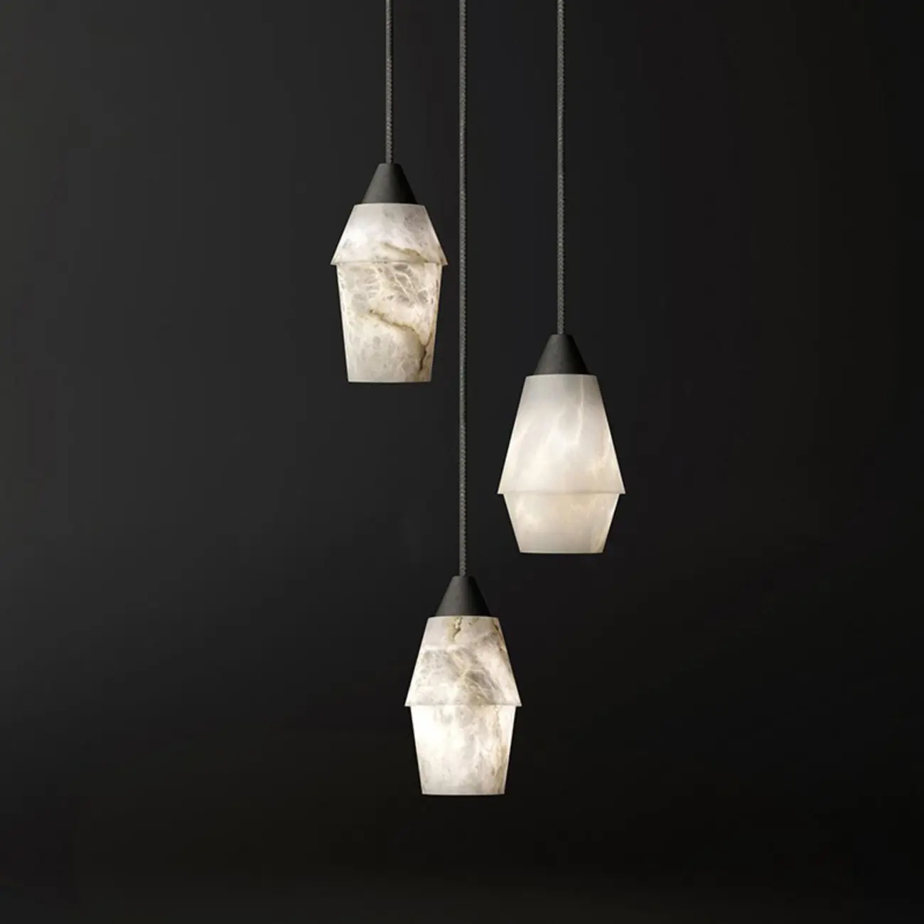 Art Deco Simple Conical Alabaster Rope Pendant Light Image - 3 | homeyfad