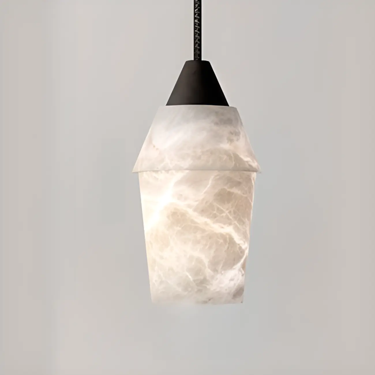Art Deco Simple Conical Alabaster Rope Pendant Light Image - 6 | homeyfad