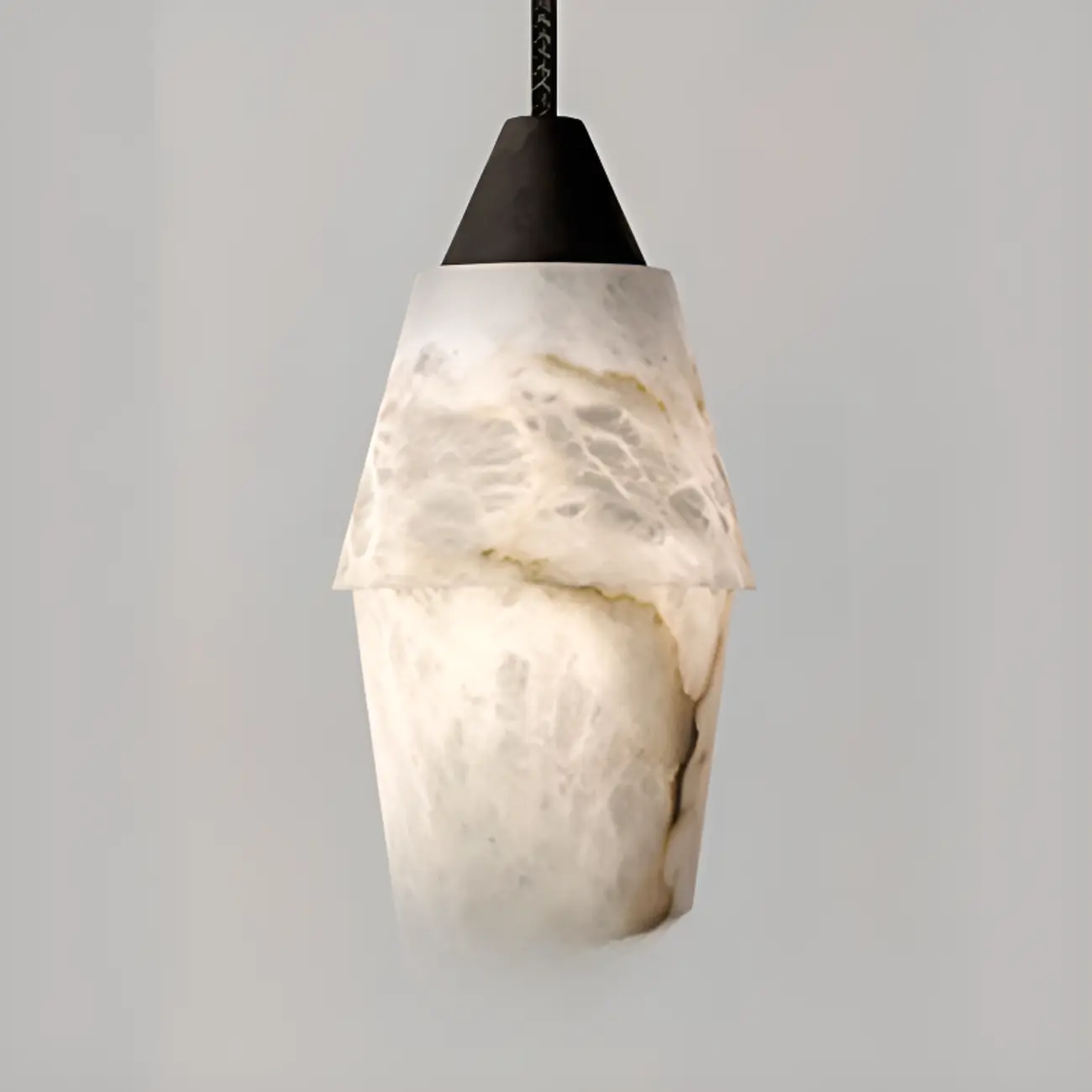 Art Deco Simple Conical Alabaster Rope Pendant Light Image - 7 | homeyfad