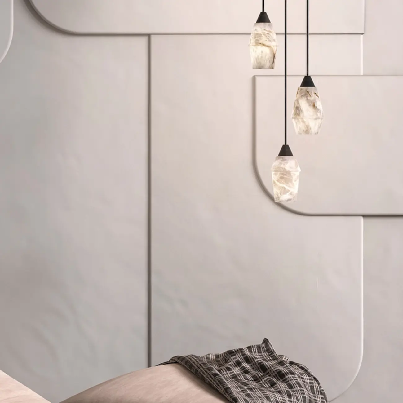 Art Deco Simple Conical Alabaster Rope Pendant Light Image - 8 | homeyfad