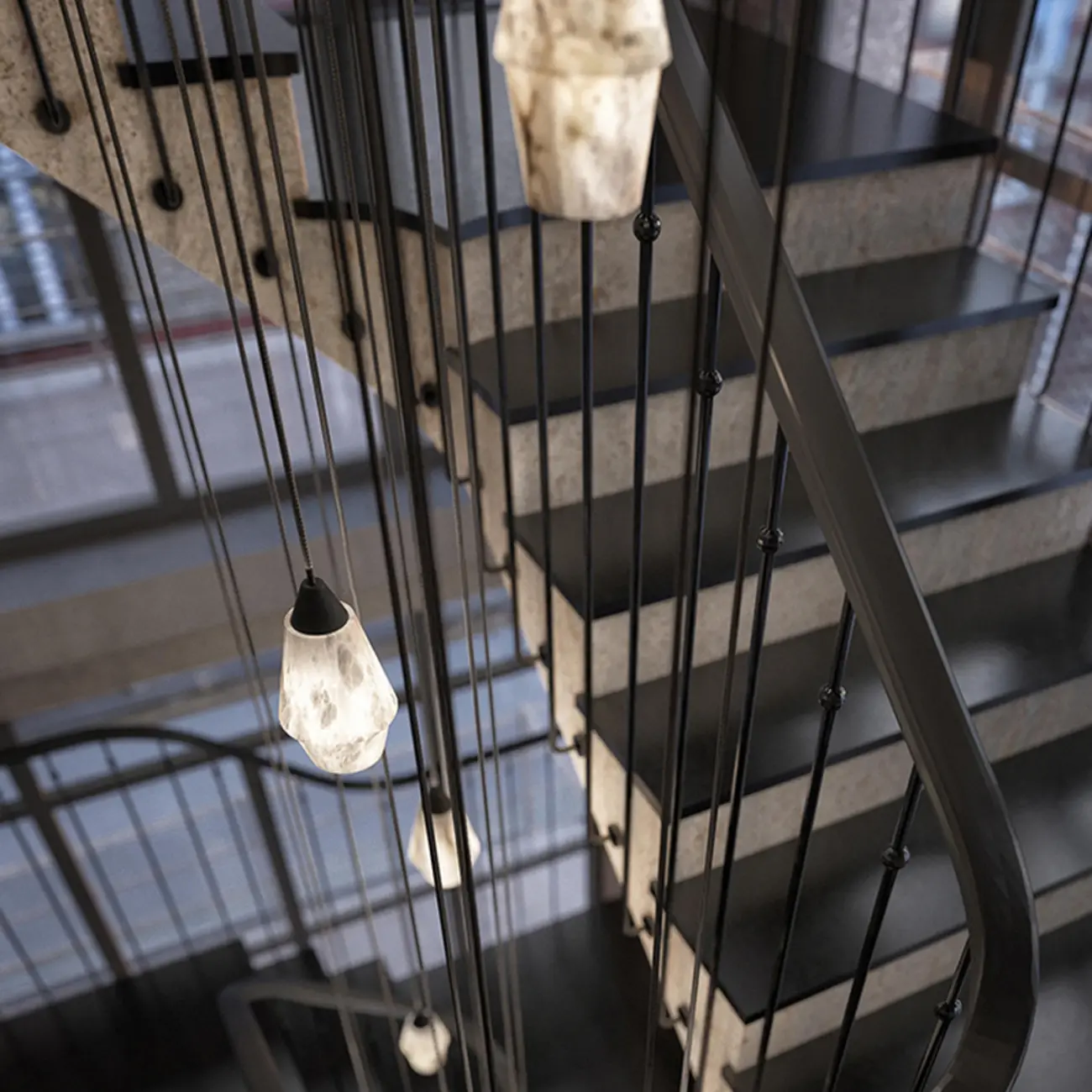 Art Deco Simple Conical Alabaster Rope Pendant Light Image - 2 | homeyfad