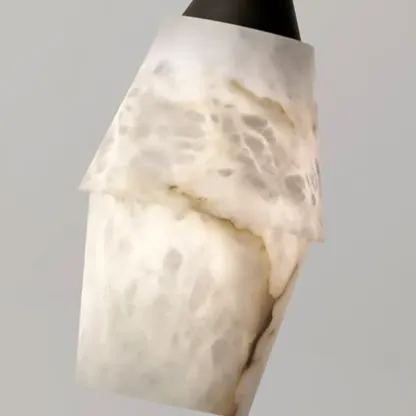 Art Deco Simple Conical Alabaster Rope Pendant Light Image - 11