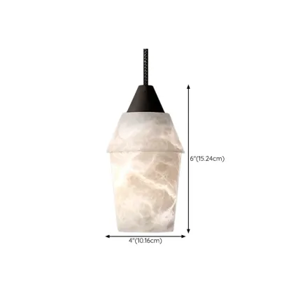 Art Deco Simple Conical Alabaster Rope Pendant Light Image - 13