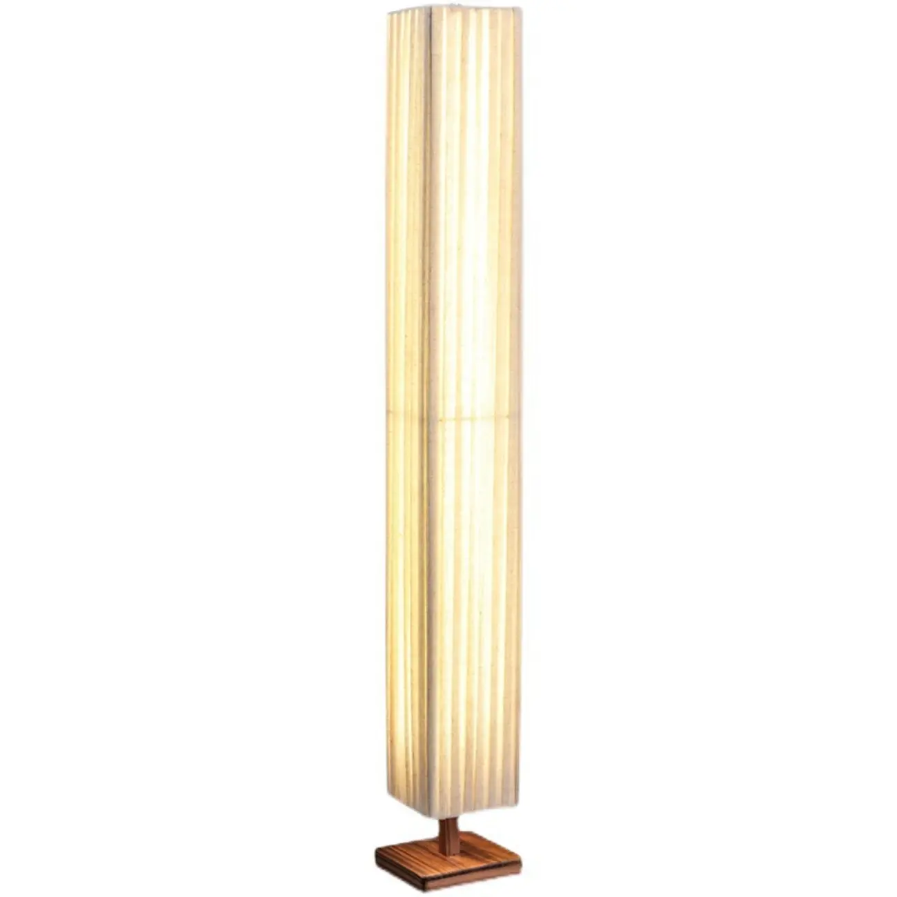 Minimalist Square Column LED Floor Lamp Pleated Fabric Shade Image - 5 | homeyfad