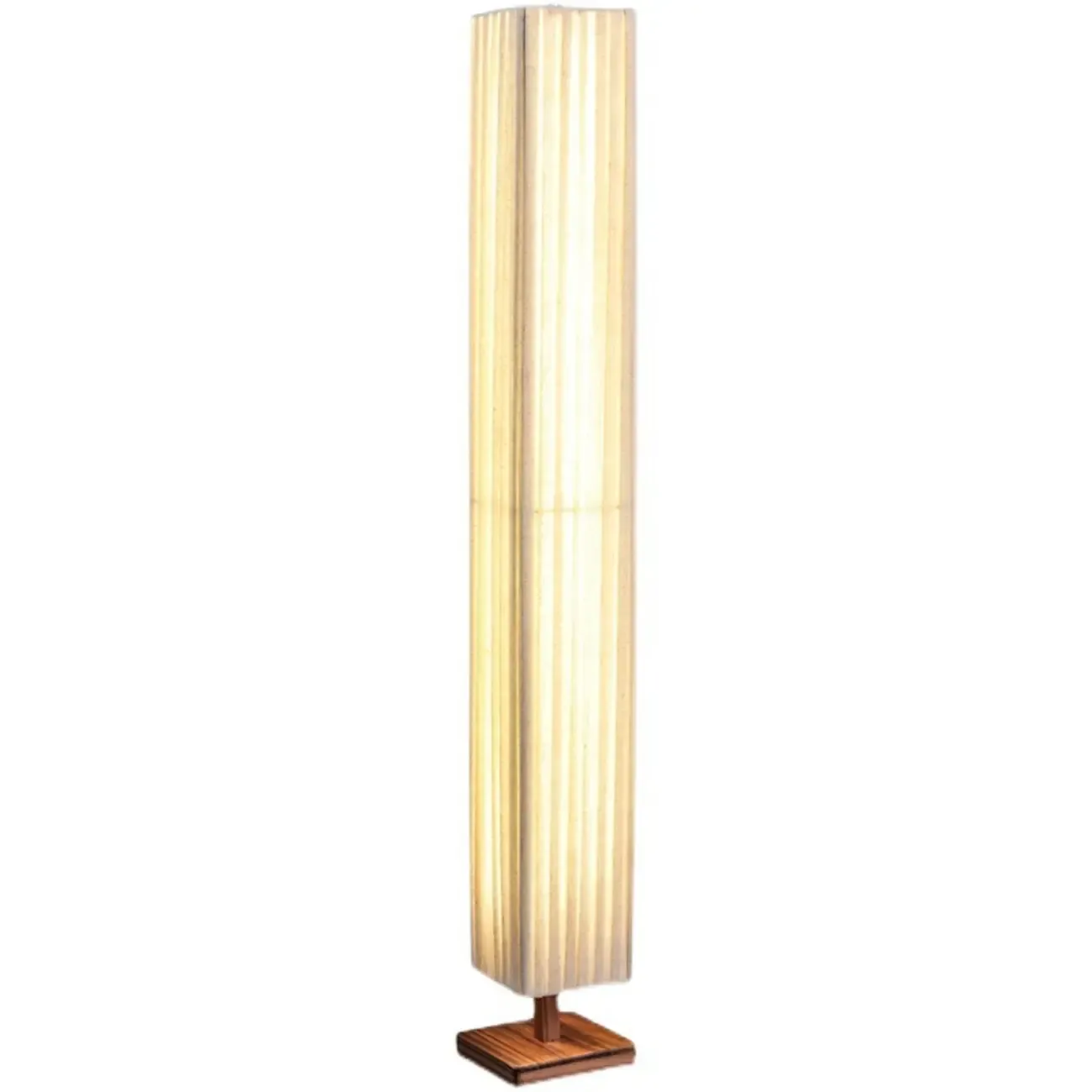 Minimalist Square Column LED Floor Lamp Pleated Fabric Shade Image - 5