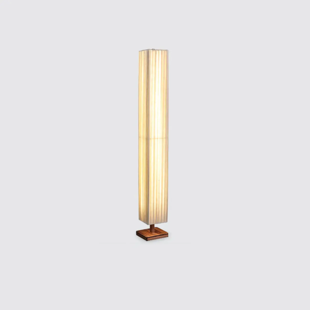 Minimalist Square Column LED Floor Lamp Pleated Fabric Shade Image - 6