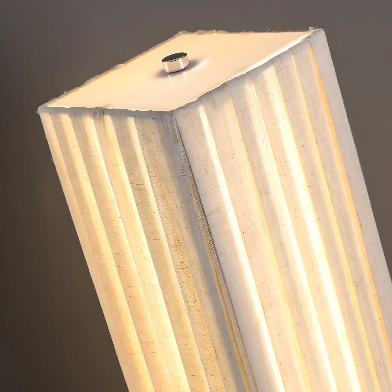 Minimalist Square Column LED Floor Lamp Pleated Fabric Shade Image - 9