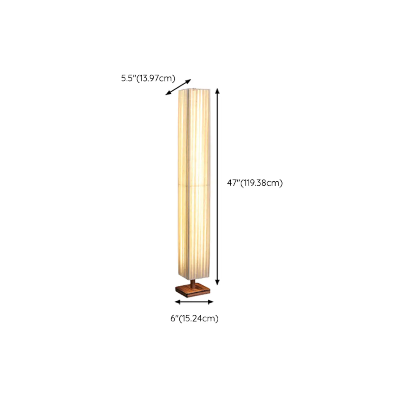 Minimalist Square Column LED Floor Lamp Pleated Fabric Shade #size | homeyfad