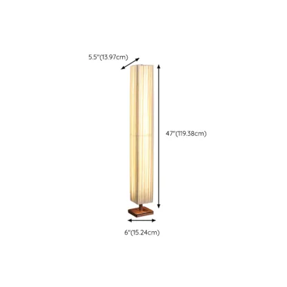 Minimalist Square Column LED Floor Lamp Pleated Fabric Shade #size