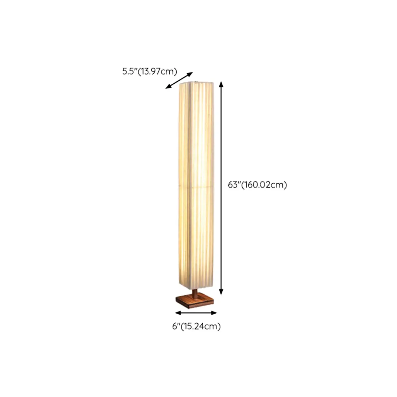 Minimalist Square Column LED Floor Lamp Pleated Fabric Shade Image - 12