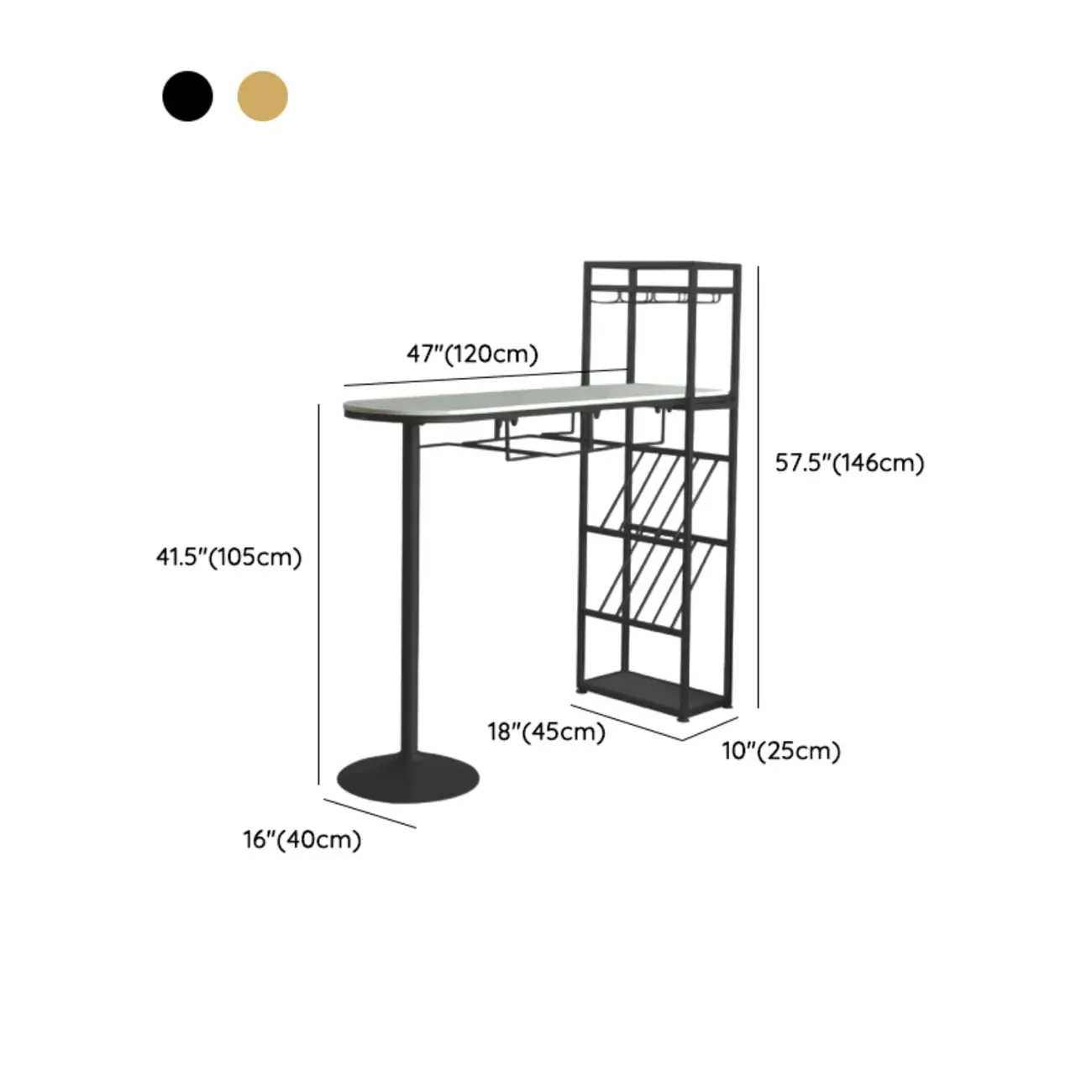 Modern Gold Bar Table with Wine Storage Shelves for Home Bars Image - 11