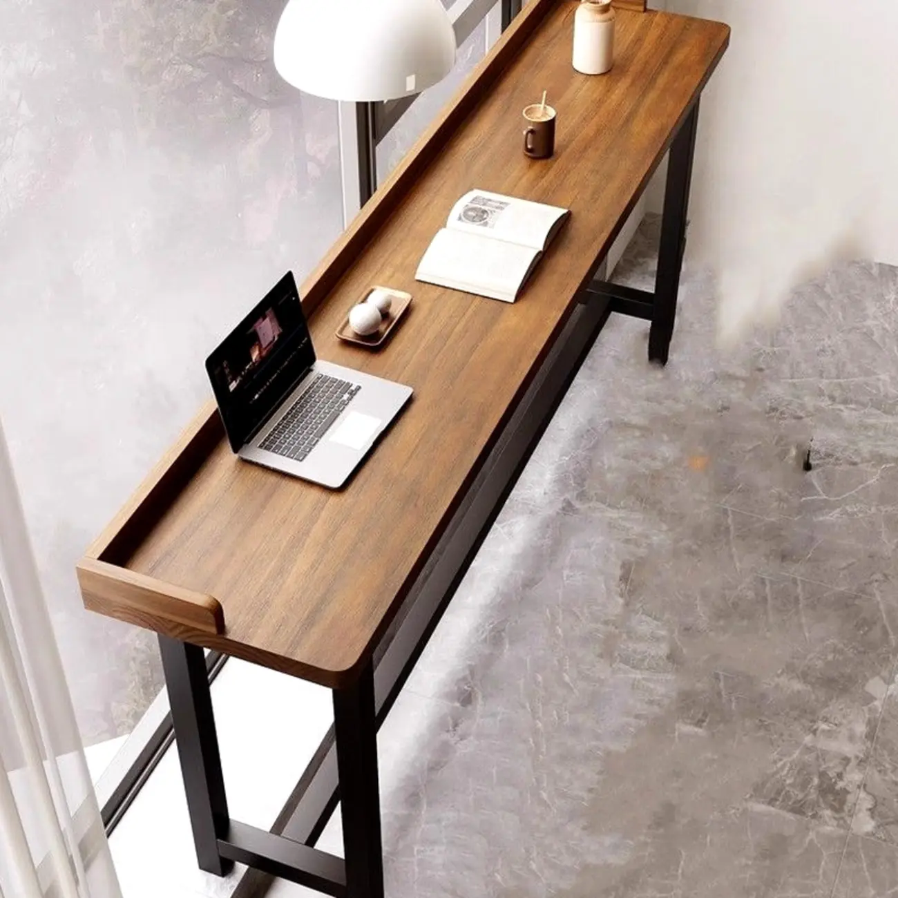 Natural Wood Pub Table with Sepia Top for Modern Interiors Image - 2 | homeyfad