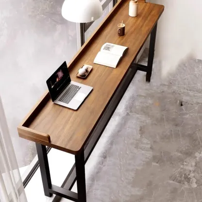 Natural Wood Pub Table with Sepia Top for Modern Interiors Image - 2