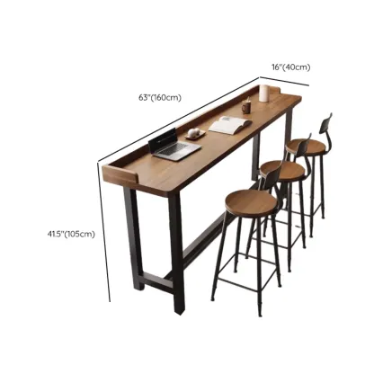 Natural Wood Pub Table with Sepia Top for Modern Interiors Image - 12