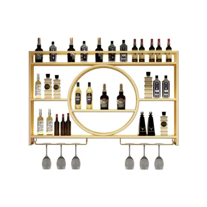 Black Circular Metal Wall Mounted Wine Rack Image - 5