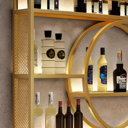 Black Circular Metal Wall Mounted Wine Rack Image - 6
