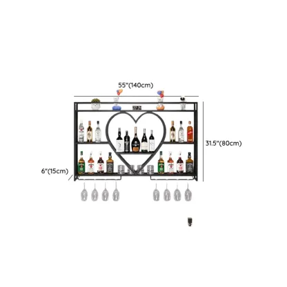 Black Circular Metal Wall Mounted Wine Rack #size