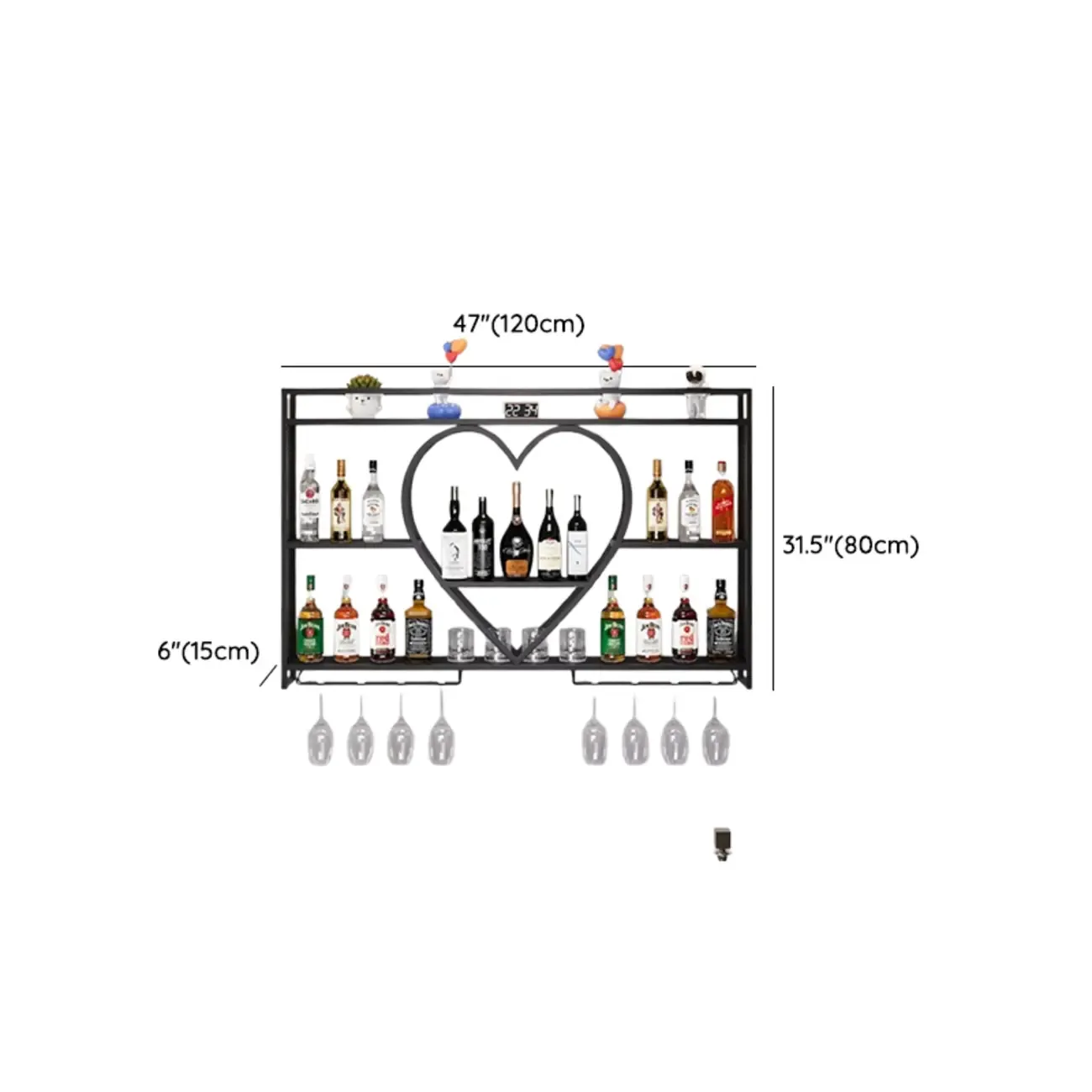 Black Circular Metal Wall Mounted Wine Rack Image - 10