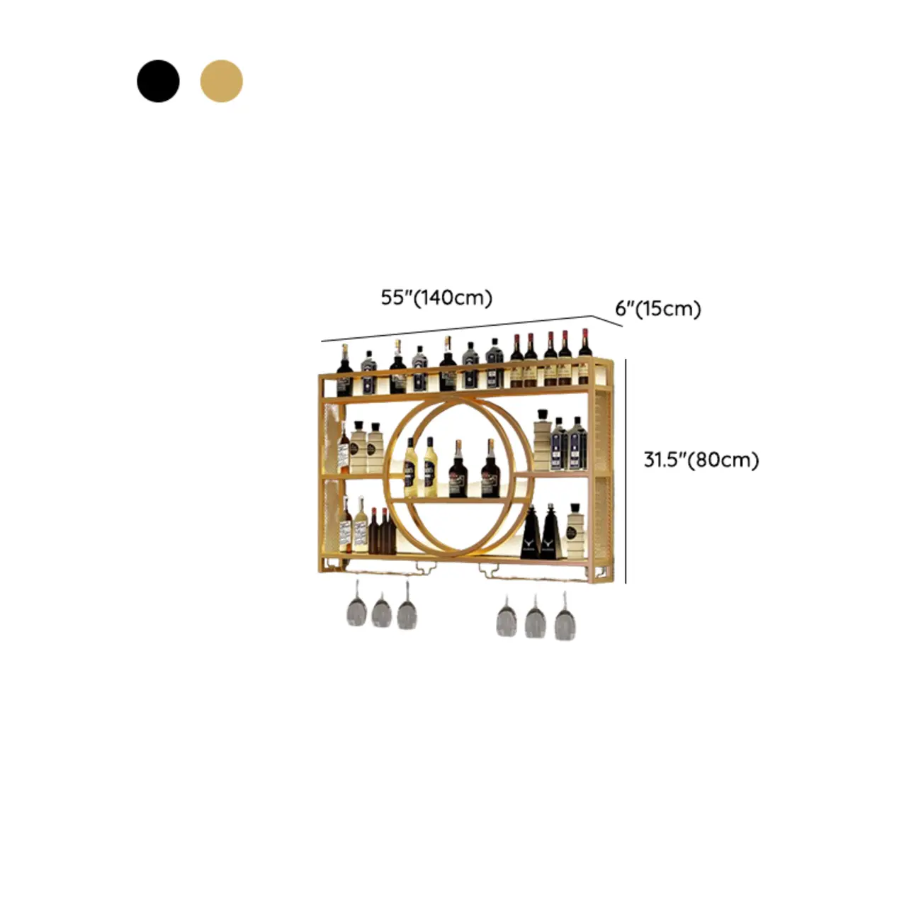 Black Circular Metal Wall Mounted Wine Rack Image - 11 | homeyfad