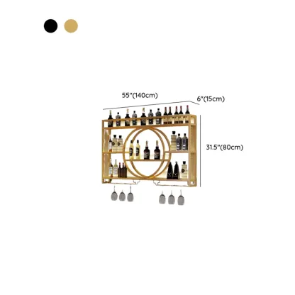 Black Circular Metal Wall Mounted Wine Rack Image - 11