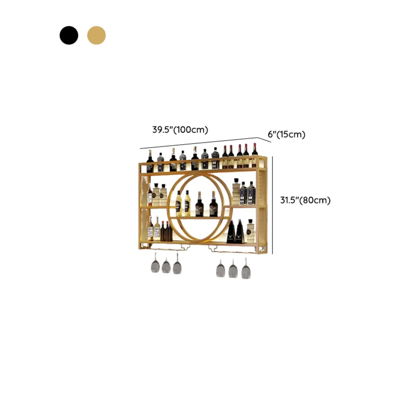 Black Circular Metal Wall Mounted Wine Rack Image - 12