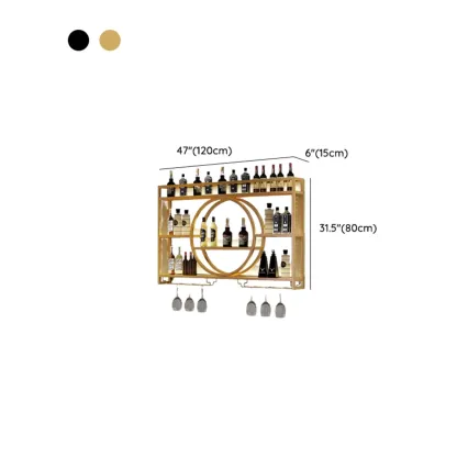 Black Circular Metal Wall Mounted Wine Rack Image - 13