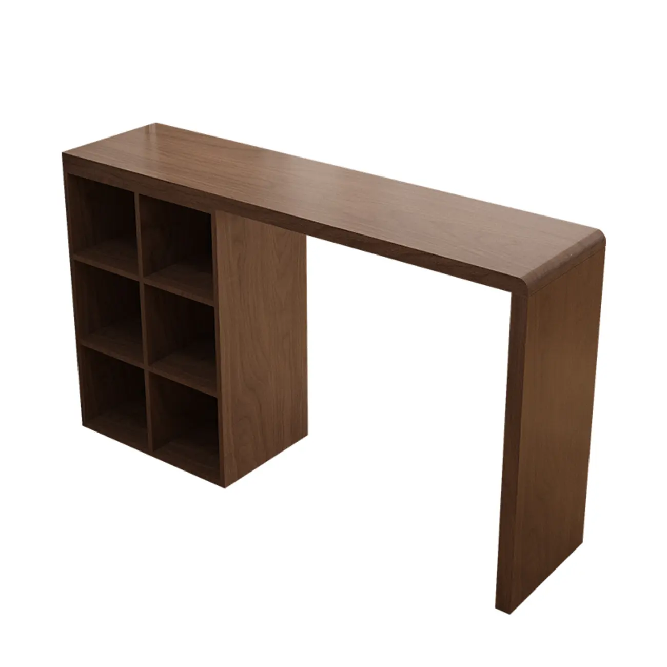 Rectangle Brown Wood Bar Table with Cabinet Storage for Dining Image - 7 | homeyfad