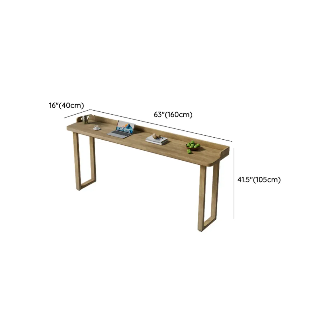 Natural Wood Rectangle Counter Height Bar Table with Rim Image - 12