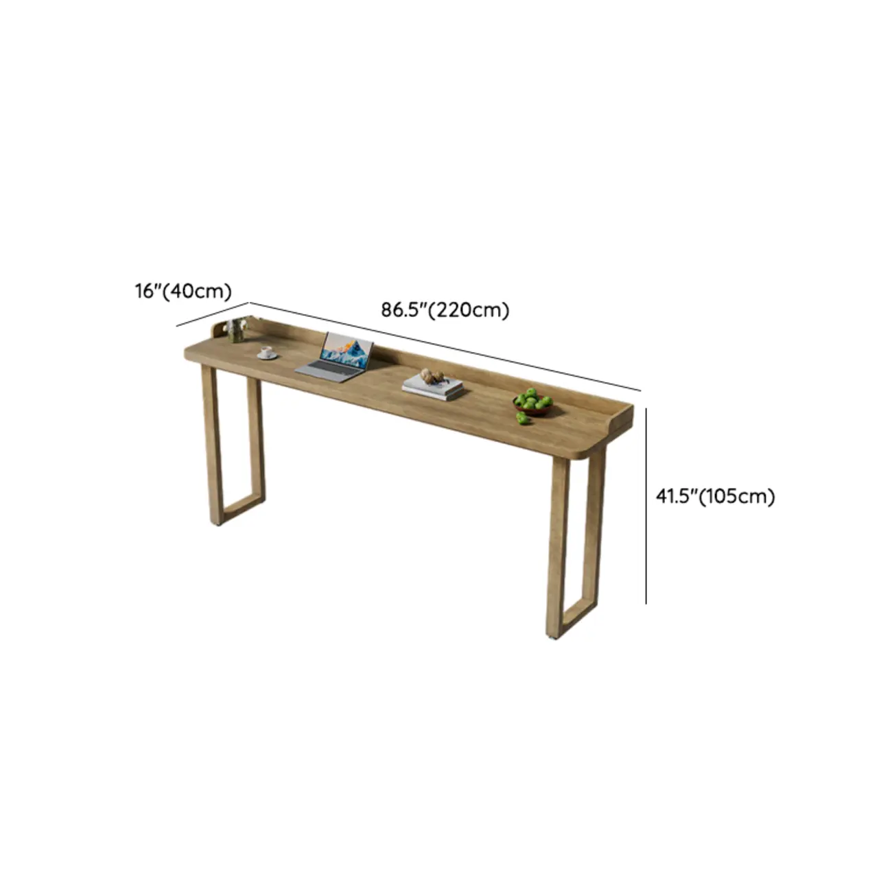 Natural Wood Rectangle Counter Height Bar Table with Rim Image - 15 | homeyfad