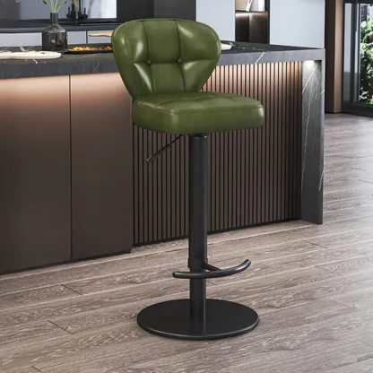 Adjustable Swivel Faux Leather Bar Stools for Kitchen Image - 2