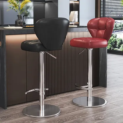 Adjustable Swivel Faux Leather Bar Stools for Kitchen Image - 4