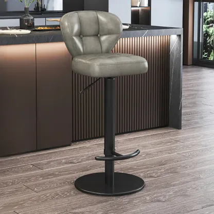 Adjustable Swivel Faux Leather Bar Stools for Kitchen Image - 5