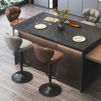 Adjustable Swivel Faux Leather Bar Stools for Kitchen Image - 8