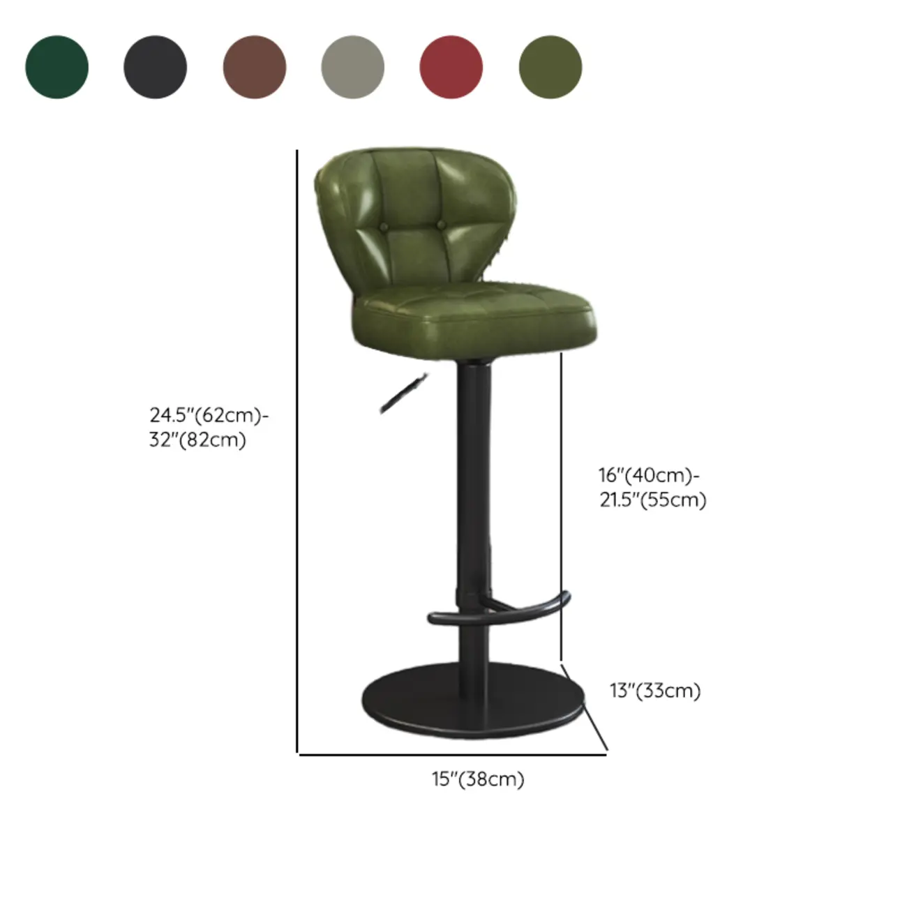 Adjustable Swivel Faux Leather Bar Stools for Kitchen #size