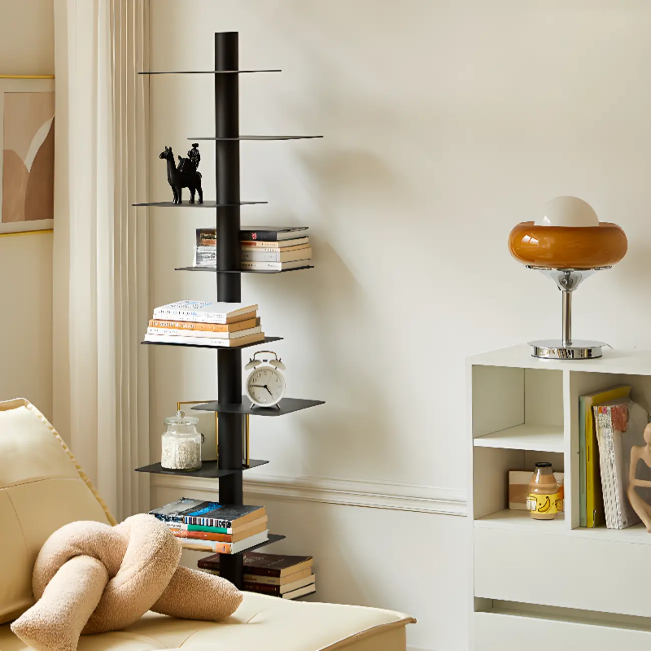 Modern Black Metal Narrow Open Bookcase Image - 4 | homeyfad