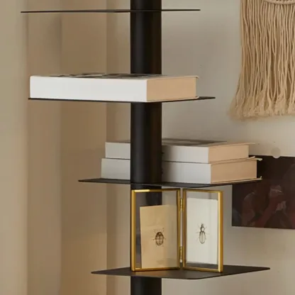 Modern Black Metal Narrow Open Bookcase Image - 5