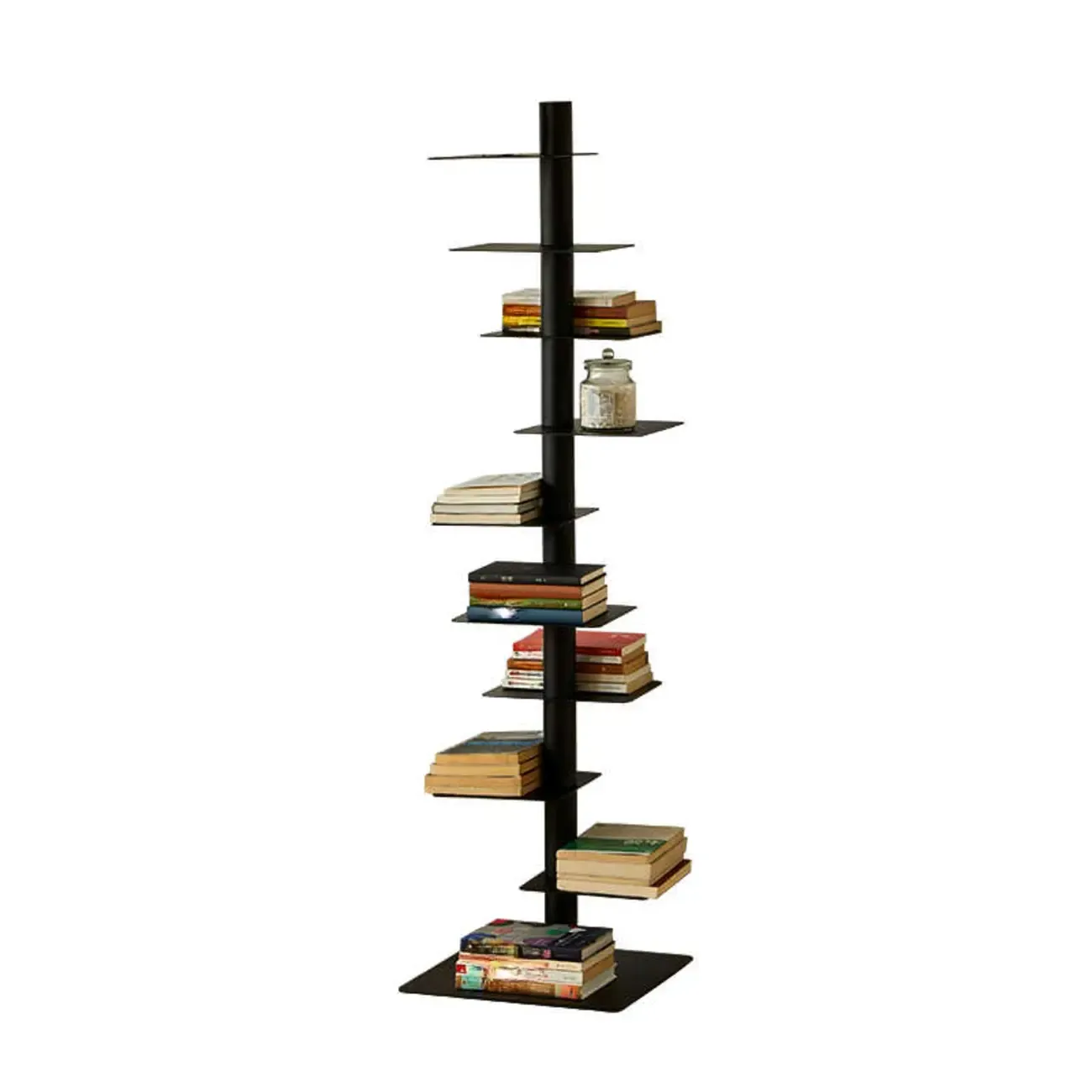 Modern Black Metal Narrow Open Bookcase Image - 6