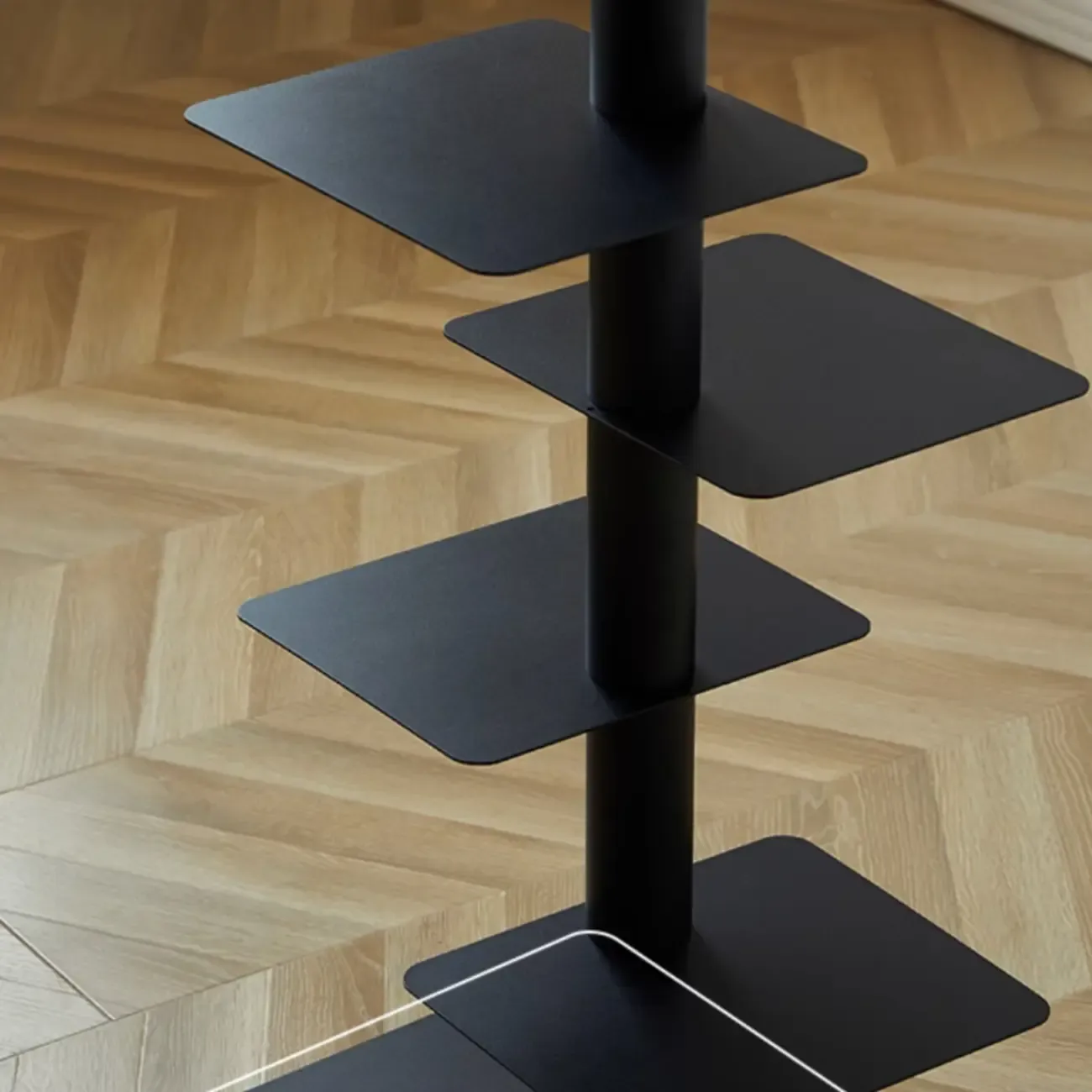 Modern Black Metal Narrow Open Bookcase Image - 7