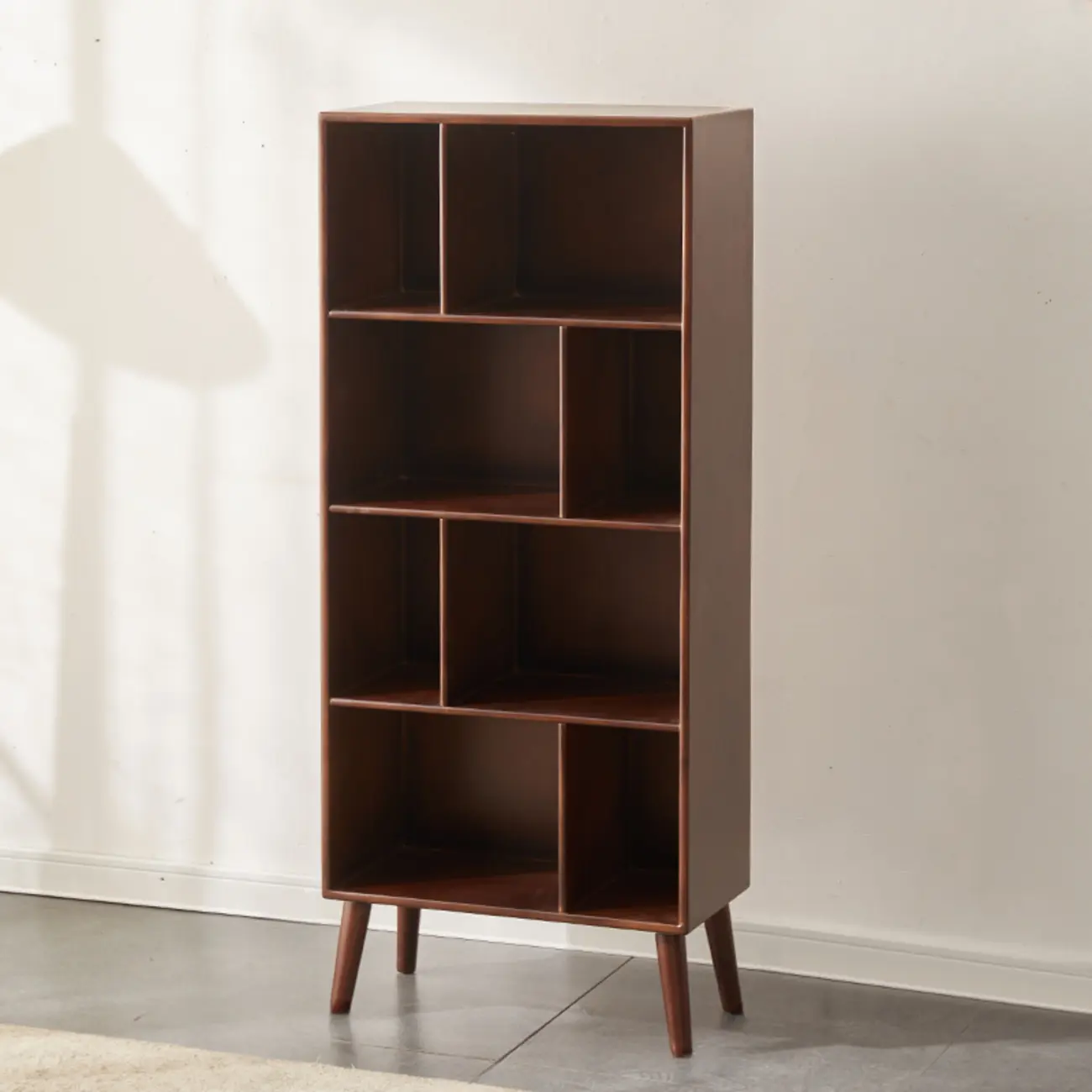 Contemporary Wood Brown Closed Back Vertical Bookcase Image - 3 | homeyfad